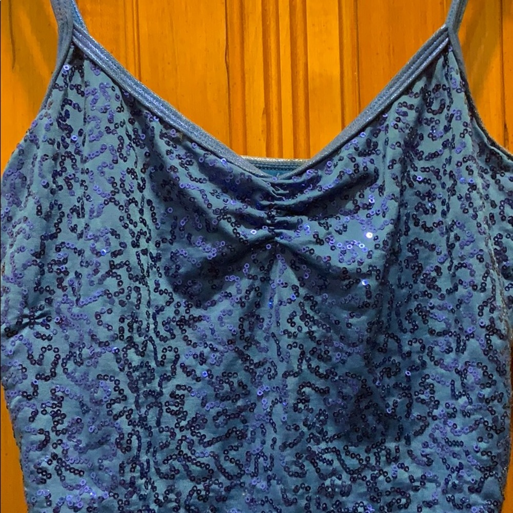 Blue sequin tank top xs-s elastic, polyester